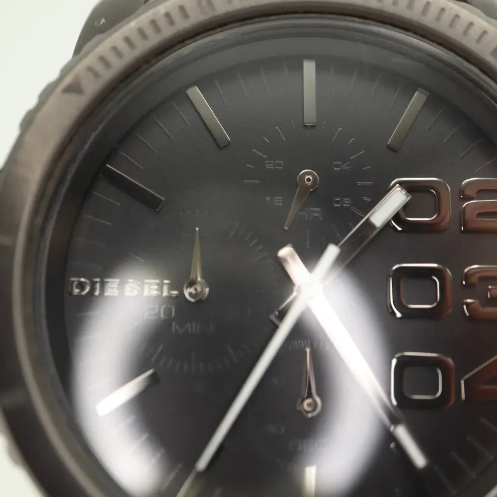 Diesel Mens Gunmetal 42mm Chronograph Watch Leather Strap DZ5329 w New Battery